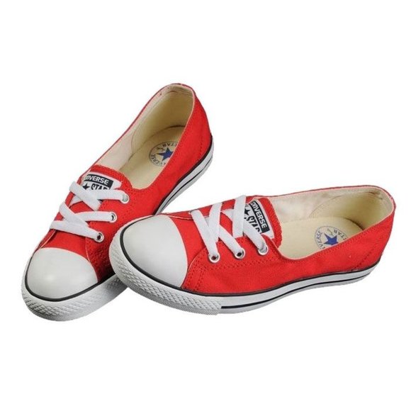 Converse Shoes - Converse Chuck Taylor All Star Ballet Lace Up Sneakers Red & White Size 7.5